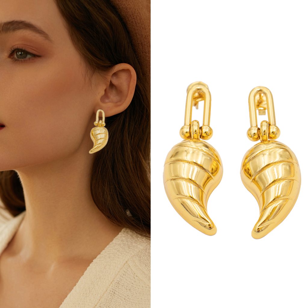 Stainless steel 18K gold-plated earrings